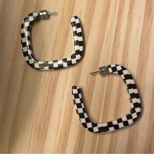 Machete Midi Square Hoops in Black and White Checker